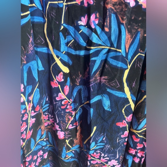 Anthropologie Maeve Elia Tropical Floral Open Shoulder Flutter Sleeve Dr… - Picture 4 of 11